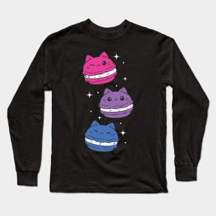 Bisexual Pride Flag Cute Cat Bisexuality Bi Macaron Long Sleeve T-Shirt